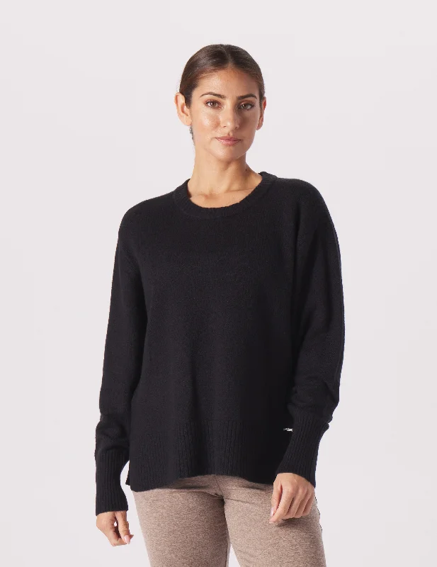 Effortless Comfort Elevated Knit Crew: Black