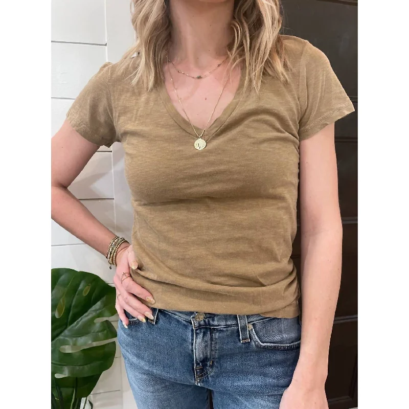 Exclusive Sale Vneck Tee In Tan