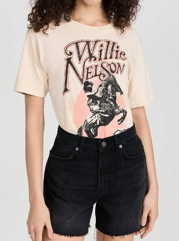 Fashion Forward Women Willie Nelson Route 66 Weekend Tee In Sand