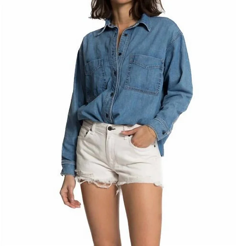 Redefining Women's Style Oversized Denim Shirt In Palm Canyon