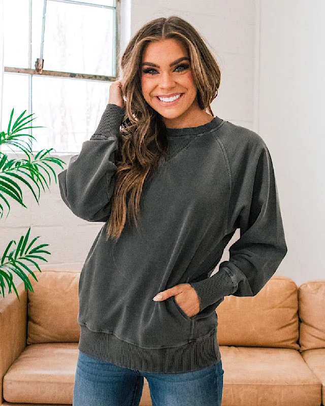 Fashion Forward Girlfriend Crewneck Sweatshirt - Black