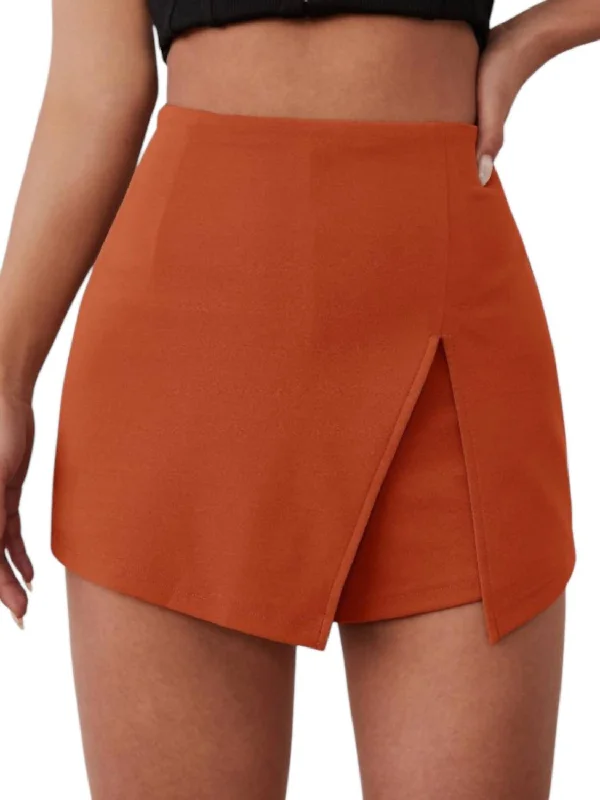 Latest Trends Other Side Rust Terry Skort In Orange