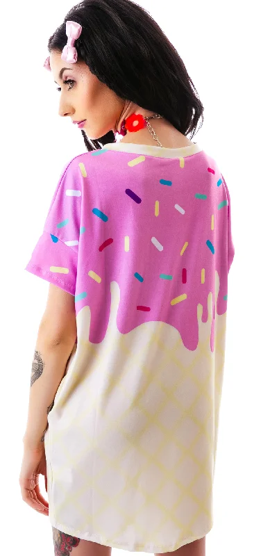 Classic Timeless Elegant Style Japan L.A. Melty Ice Cream Oversized Boxy Tee