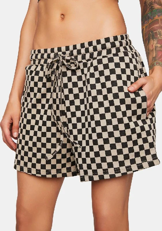 Evening Elegance Checkered Print Lounge Shorts