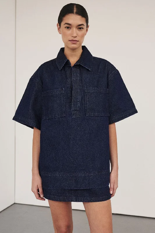 Athleisure Wear Special Offer MASON INDIGO BOXY DENIM SHIRT