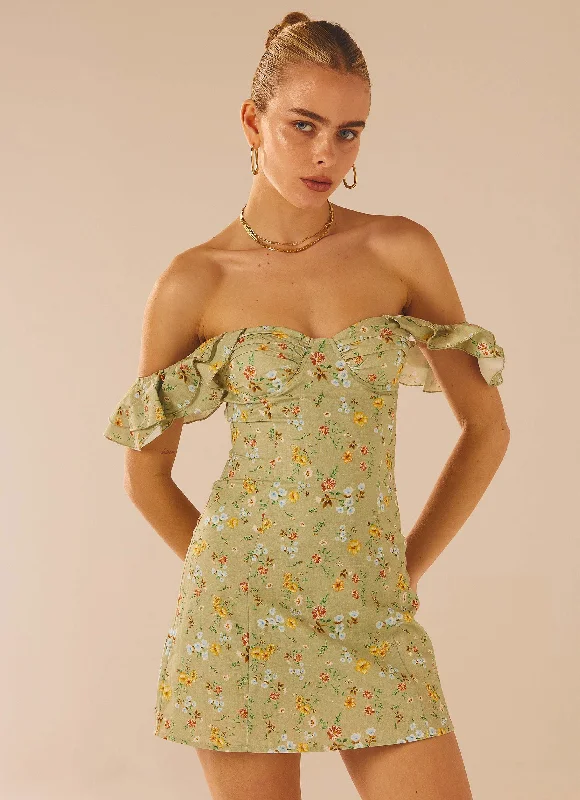 Last Chance Sale The Chateau Mini Dress - Sage Floral