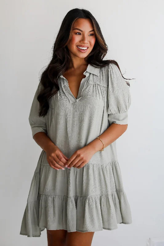 Special Occasion Wear FINAL SALE - Enviable Sweetness Sage Mini Dress