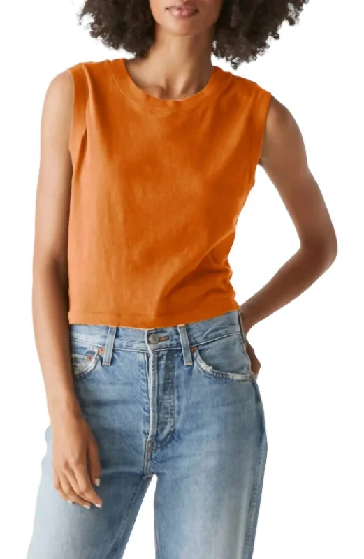 Effortless Comfort Johnnie Cropped Muscle Tee In Heatwave