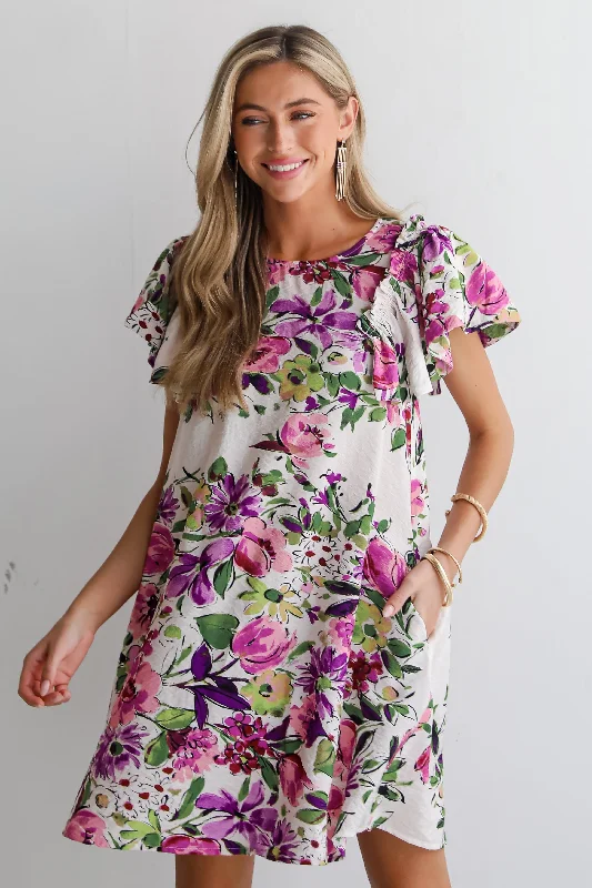 Must-Have Styles FINAL SALE - Notable Elegance Ivory Floral Mini Dress