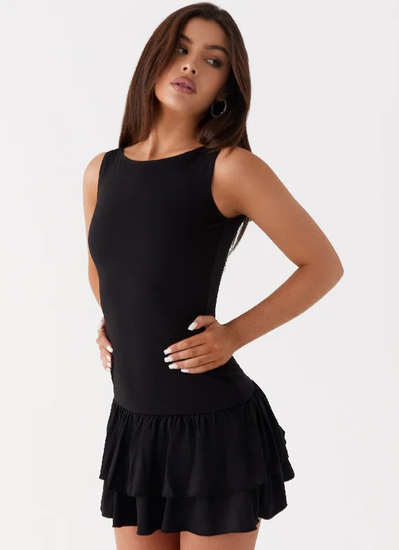 Current Trends Rhiannon Frill Mini Dress - Black