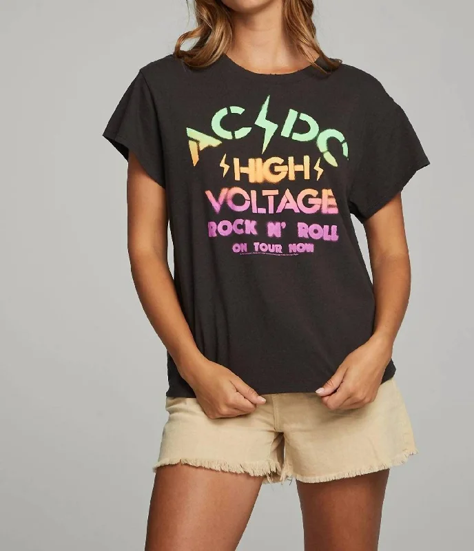 Classic Charm Ac/dc High Voltage Tee In Black