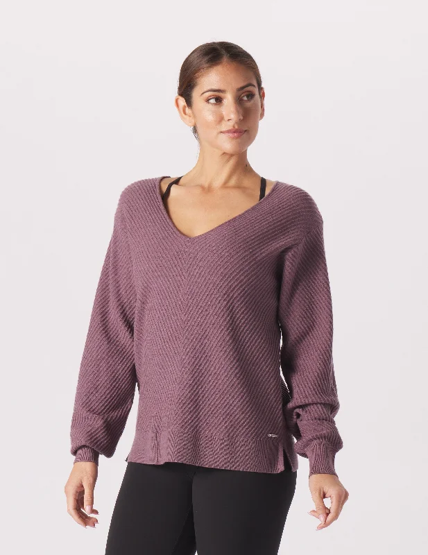 Exclusive Sale Luxury Rib Sweater: Berry Wine