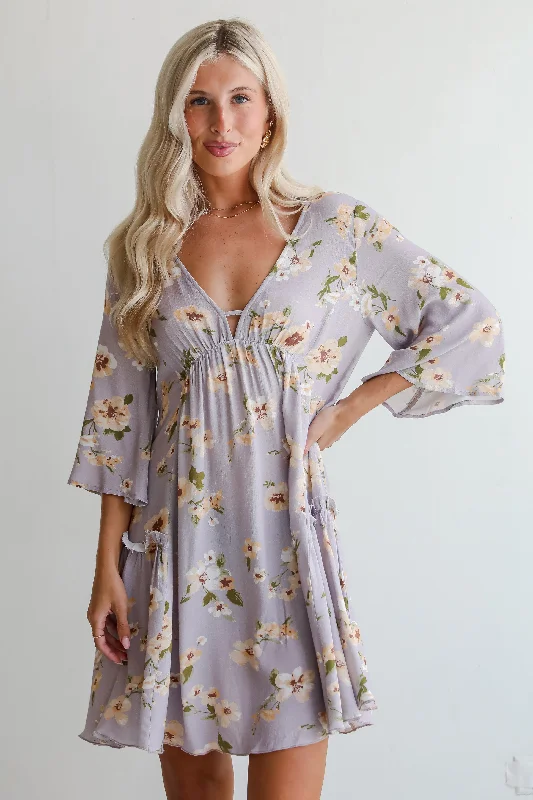 Boutique Styles FINAL SALE - Your Sweetie Lilac Floral Mini Dress