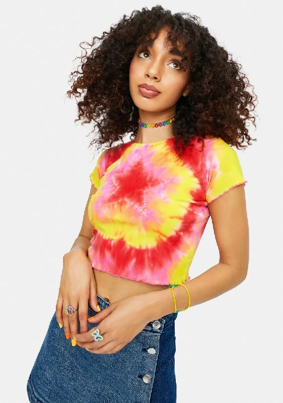 Effortless Sophistication Starry Daze Tie Dye Cropped Baby Tee