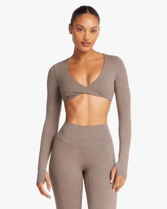 Designer Wear On Sale Fade Sierra Long Sleeve Crop | Mocha