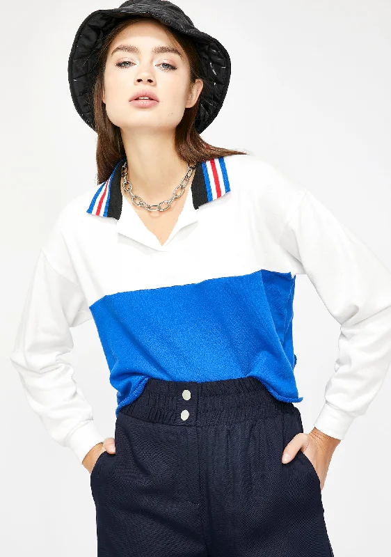 Vibrant Femme Fashion Alina Colorblock Polo Shirt