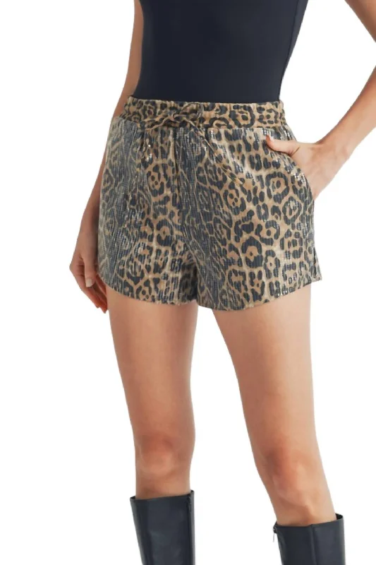 Fashion Essentials Sequin Leopard Print Shorts