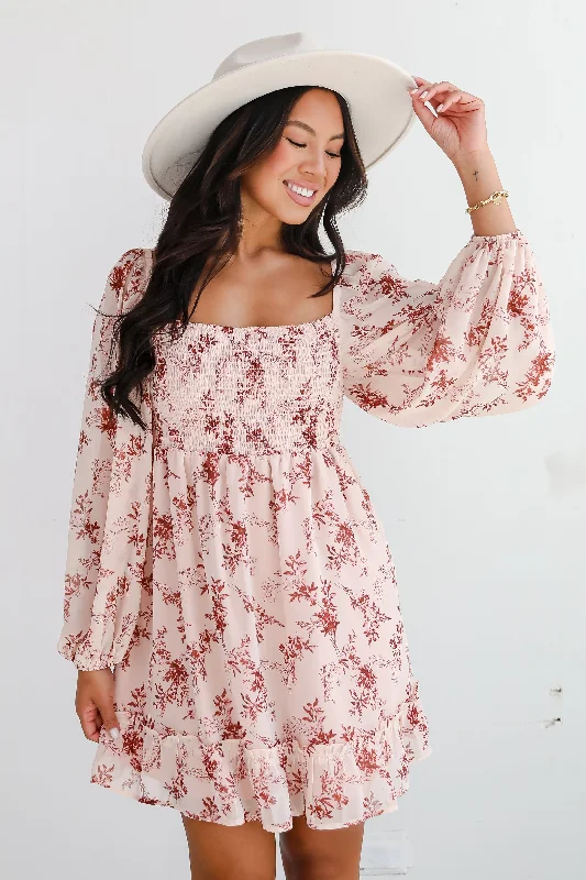 End Of Season Sale FINAL SALE - Authentic Glamour Blush Floral Mini Dress