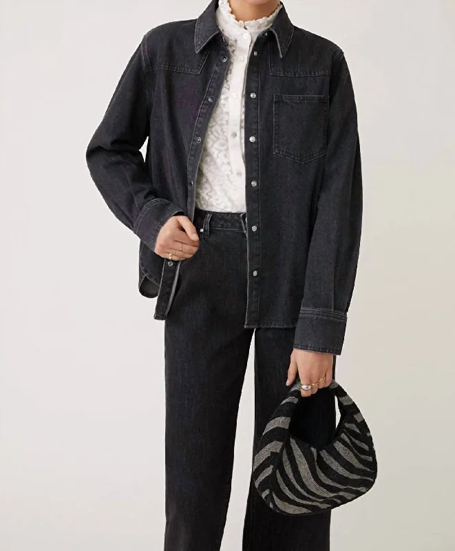 Season Appropriate Women's Collection Lamber Denim Shirt In Carbone