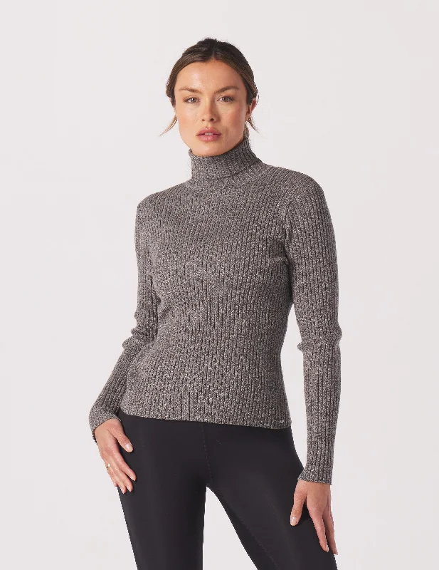 Special Occasion Wear Couture Rib Turtle Neck: Charcoal Heather