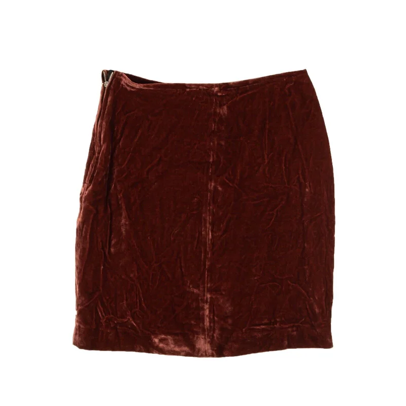 Runway Inspired Wear Brick Red Velour Swift Skirt