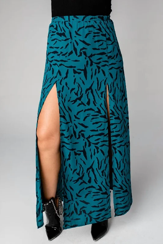 Chic And Edgy Bridget Maxi Skirt In Juniper