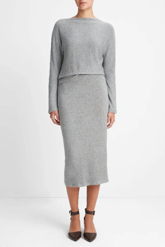 Imeless Style Cozy Midi Skirt In Silver Dust