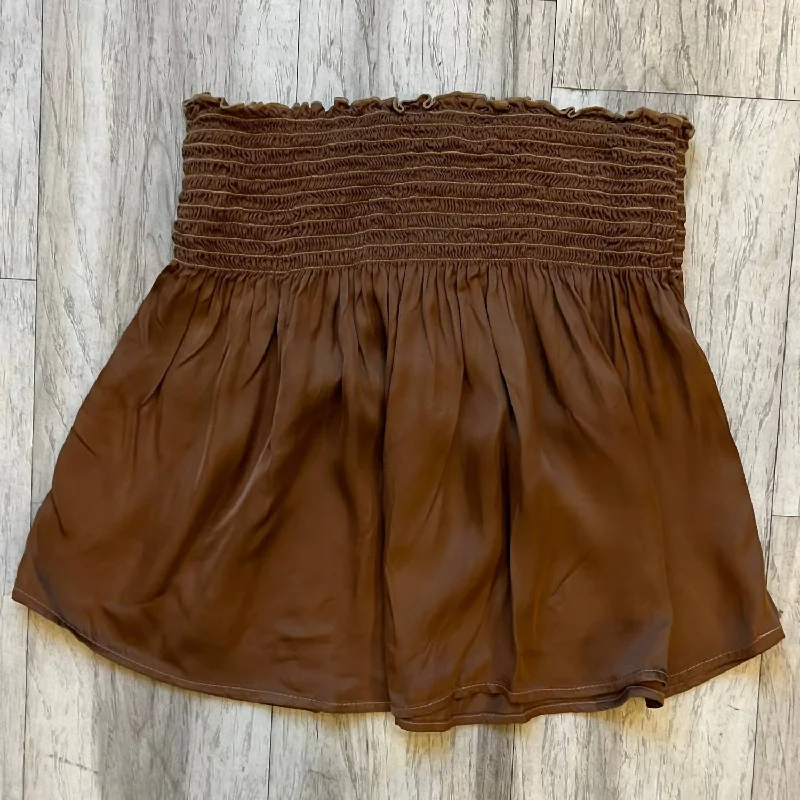 Trendy New Clothes Elastic Mini Skirt In Dark Tan