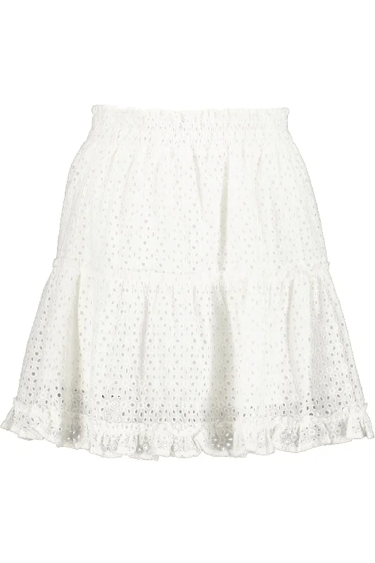 Discover Promotions Eyelet Ruffle Mini Skirt In White Eyelet