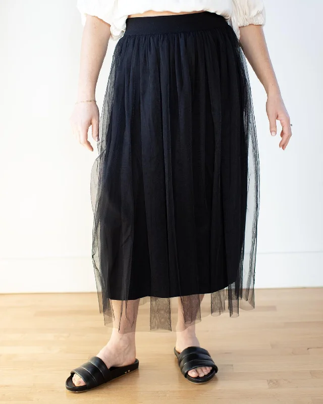 Crazy Discounts, Hurry Up Gathered Skirt With Tulle In Black