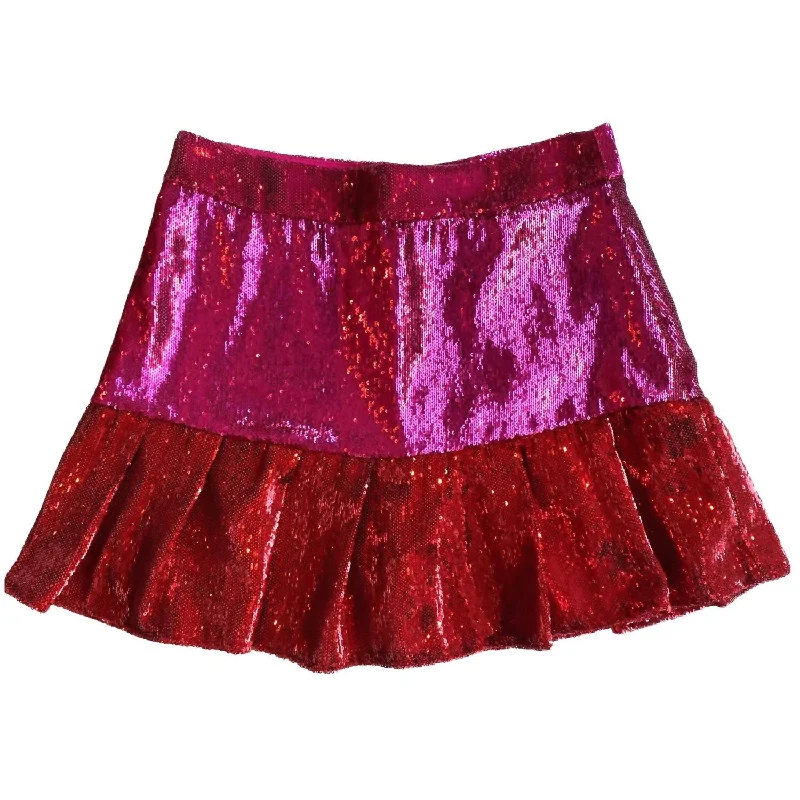 Best Seller Heartbreaker Sequin Flounce Skirt In Red/pink