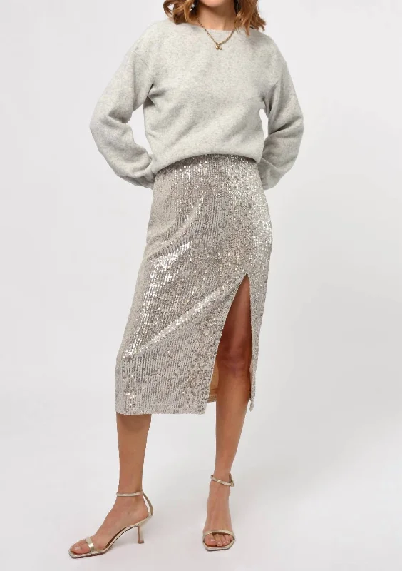 Summer Essentials Karla Sequins Midi Skirt In Champagne