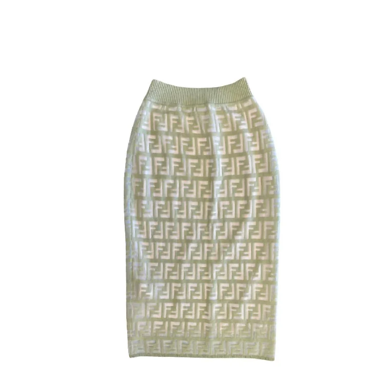 Fashion Forward Knit Midi Skirt In Pale Green