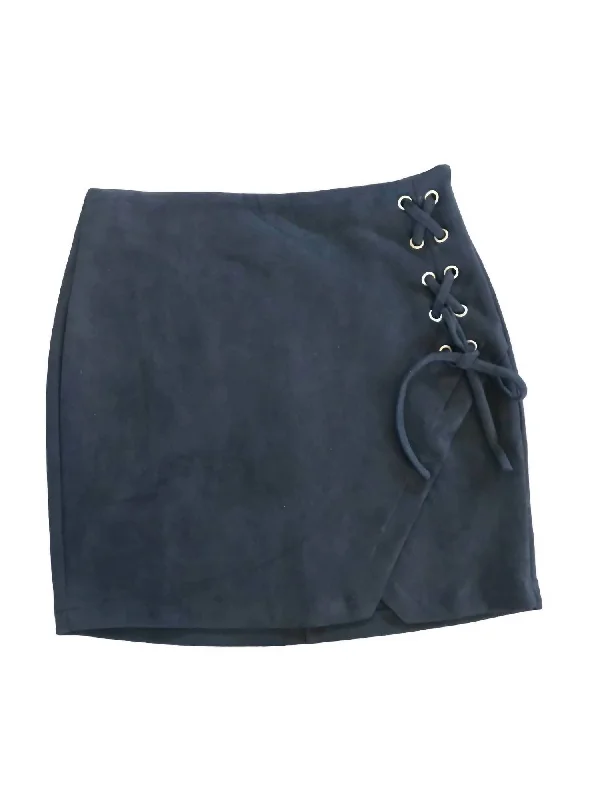 Exclusive Deals Online Lace Up Ultra Suede Mini Skirt In Black