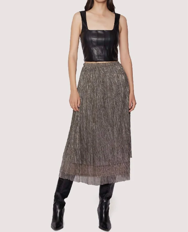 Limited Stock, Big Discounts Le Mysterieux Midi Skirt In Gold Silver Multi