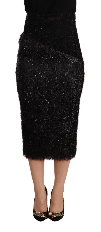 Lighten Up With Nordic Styles Masha Ma  Tinsel High Waist Pencil Midi Viscose Women's Skirt