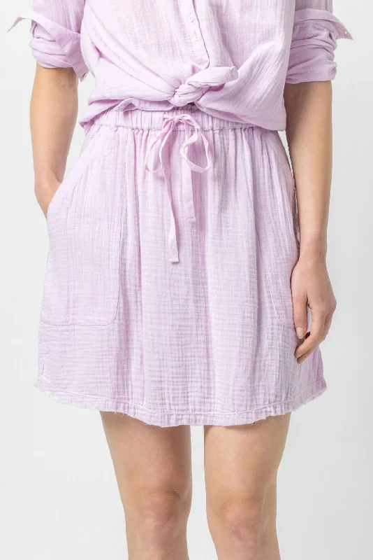 Fashion Essentials Organic Cotton Gauze Skirt In Lilac