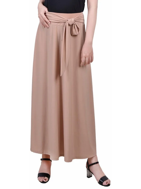 Seasonal Trends Petites Womens Tie Belt Wide Waistband Midi Skirt