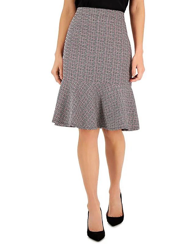 Elevated Style Petites Womens Tweed Flounce A-Line Skirt