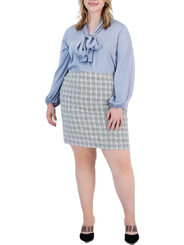 Romantic Date - Night Ensemble Plus Womens Tweed Business Pencil Skirt