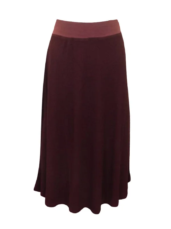 Urban Femme Streetwear Ribbed Full Skirt In Bordeaux