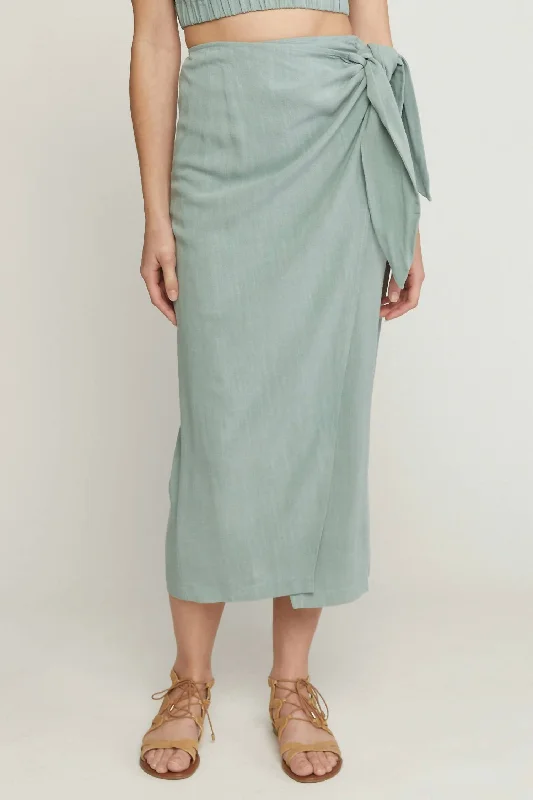 Best Seller Sarong Midi Skirt In Desert Sage