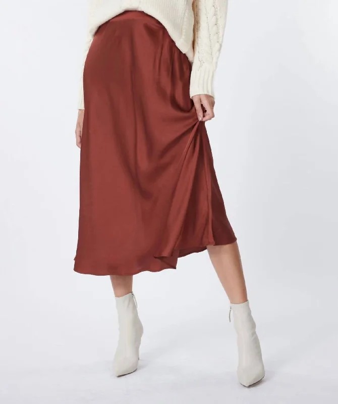 Fashion Sale Sateen Skirt In Copper Brown