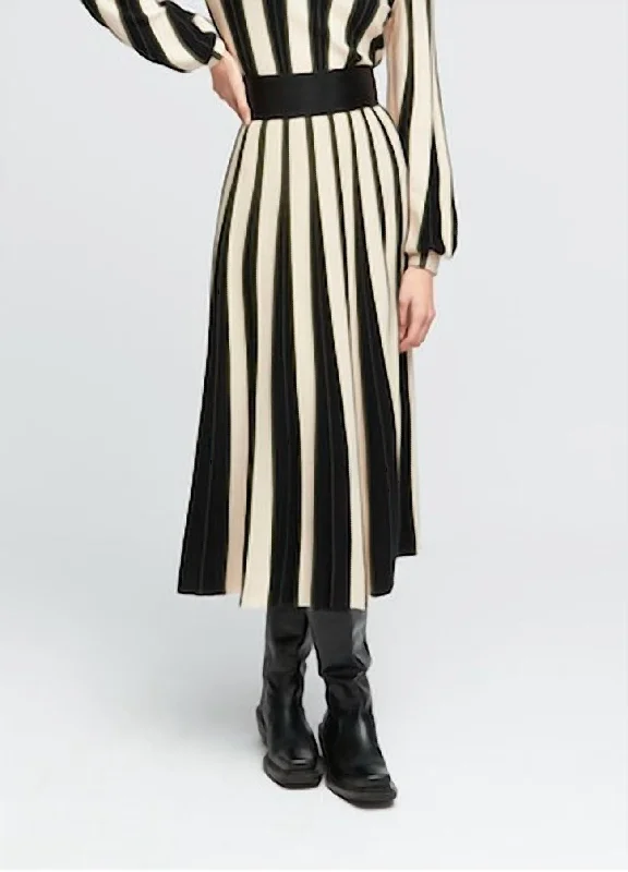 Feminine Allure Stripe Knit Skirt In Beige/olive/black