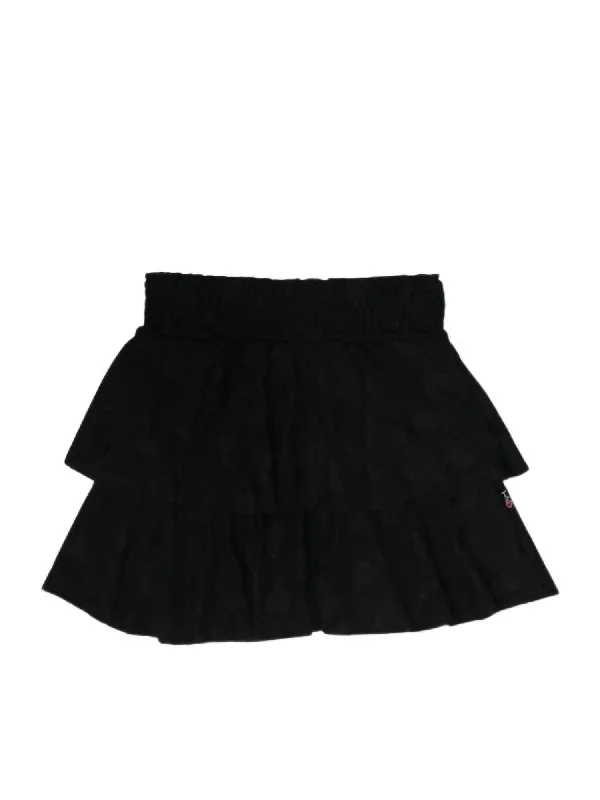 Find Your Unique Flair Tier Skirt With Knit Hearts In Black