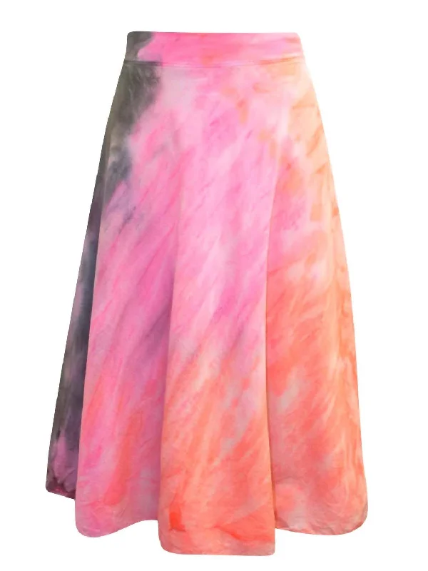 Feminine Elegant Women's Double Knee-Length Voile Skirt In Neon Stripe