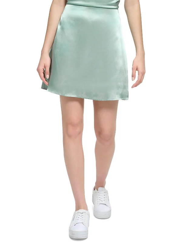 Day-To-Night Styles Womens Satin Short Mini Skirt