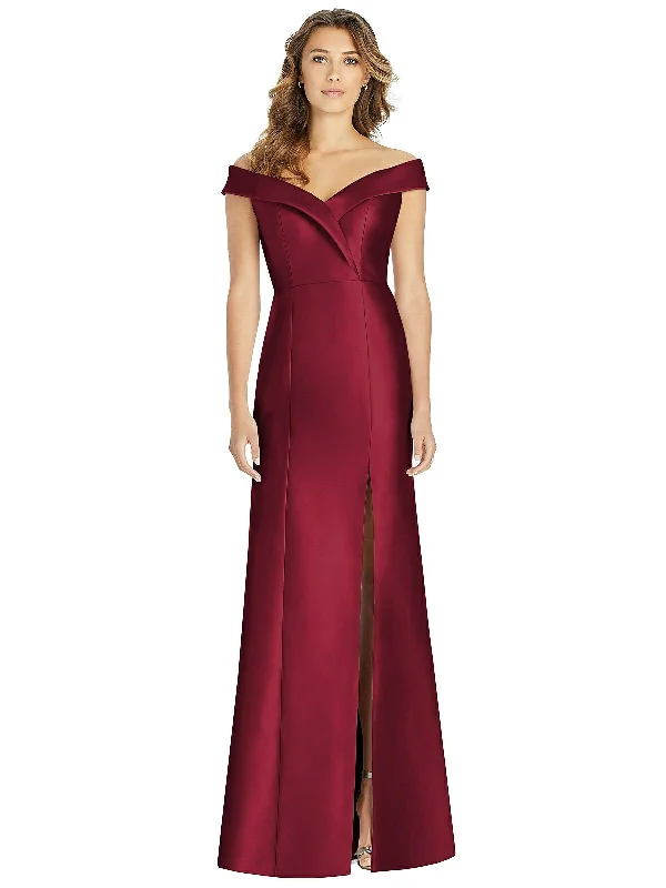 Effortless Style, Endless Impact Off-the-Shoulder Cuff Trumpet Gown with Front Slit