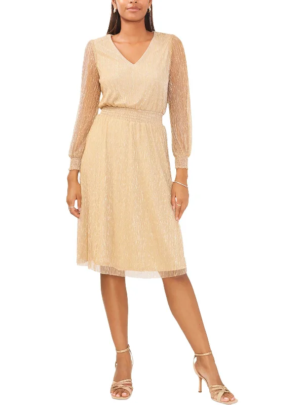 Exclusive Sale Petites Womens Smocked Knee Length Midi Dress