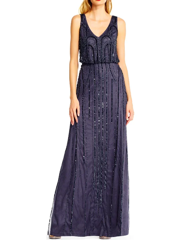 Explore What's New Plus Womens Embellished Beaded Evening Dress